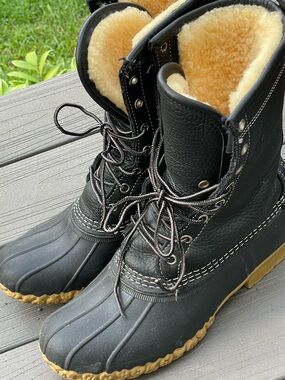 L.L. Bean 8” Black Shearling-Lined Women's Winter Boots